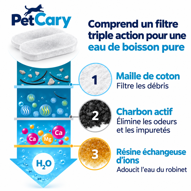 Chat découvrant une fontaine à eau